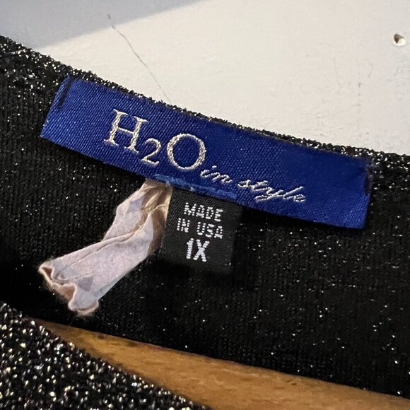 H2O In Style Asymmetrical Top Sparkle Metallic Lurex Plus Size 1X - Picture 3 of 4